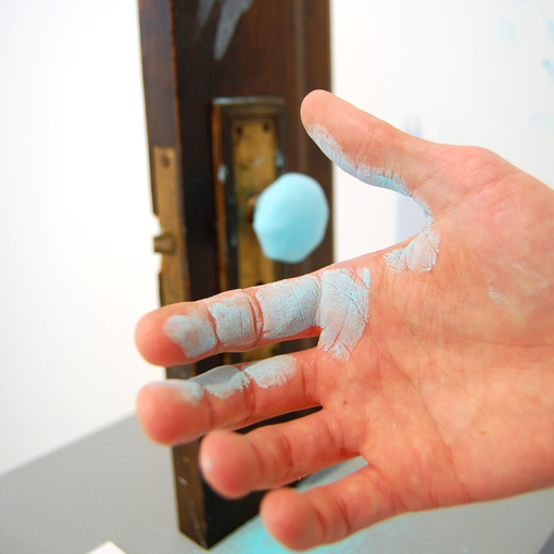 Wabi-Sabi doorknob in use