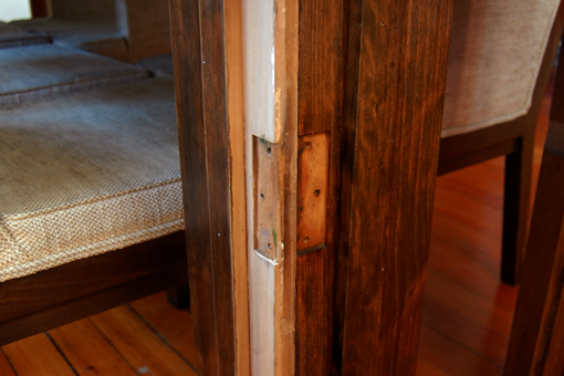 Mortises for the hinges exposed.
